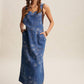 Floral Embroidered Denim Overall Dress LD1615