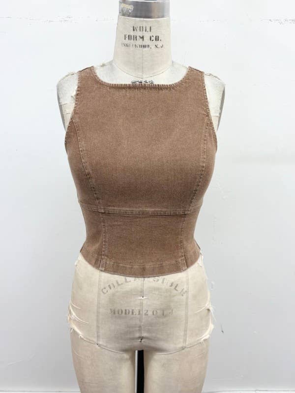 Sculpted Stretch Denim Tank Corset
