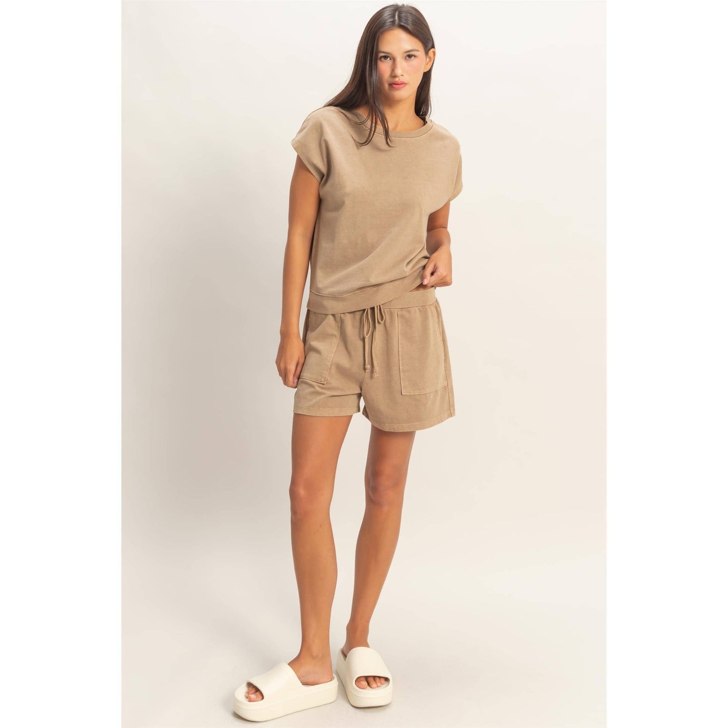 Sleeveless Crew Neck Top and Shorts Set