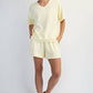 MODAL SCUBA V NECK FLAT PIPING SHORT SLEEVE TOP
