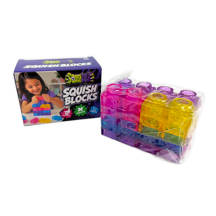 Fun Doh Squish Blocks Building Fidget Sensory Toy- 6/Display