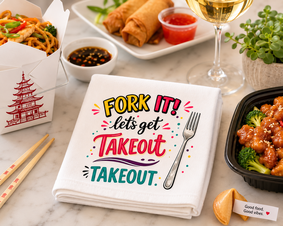 FORK IT! Let's Get Takeout Tea Towel
