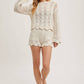 OPEN KNIT SWEATER PULLOVER & SHORTS SET