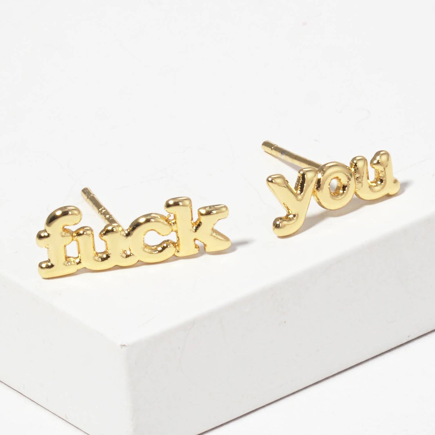 Lettering Gold Dipped Post Earrings
