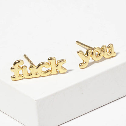 Lettering Gold Dipped Post Earrings