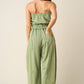 MINERAL WASH CONTRAST STITCH BARREL LEG JUMPSUIT