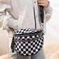 `.Double Zip Crescent Sling Bum Bag