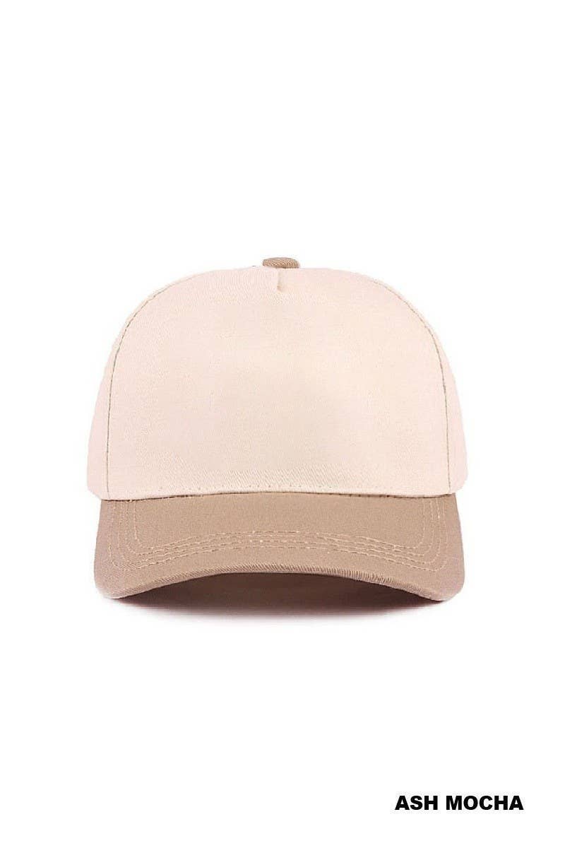 Plain Two Tone Canvas Cotton Snapback Hat
