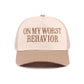 On My Worst Behavior Two Tone Mesh Snapback Hat  Zenana Consgt.