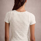 FLORAL PATTERNED TEXTURE SEAMLESS SHORT SLEEVE TOP