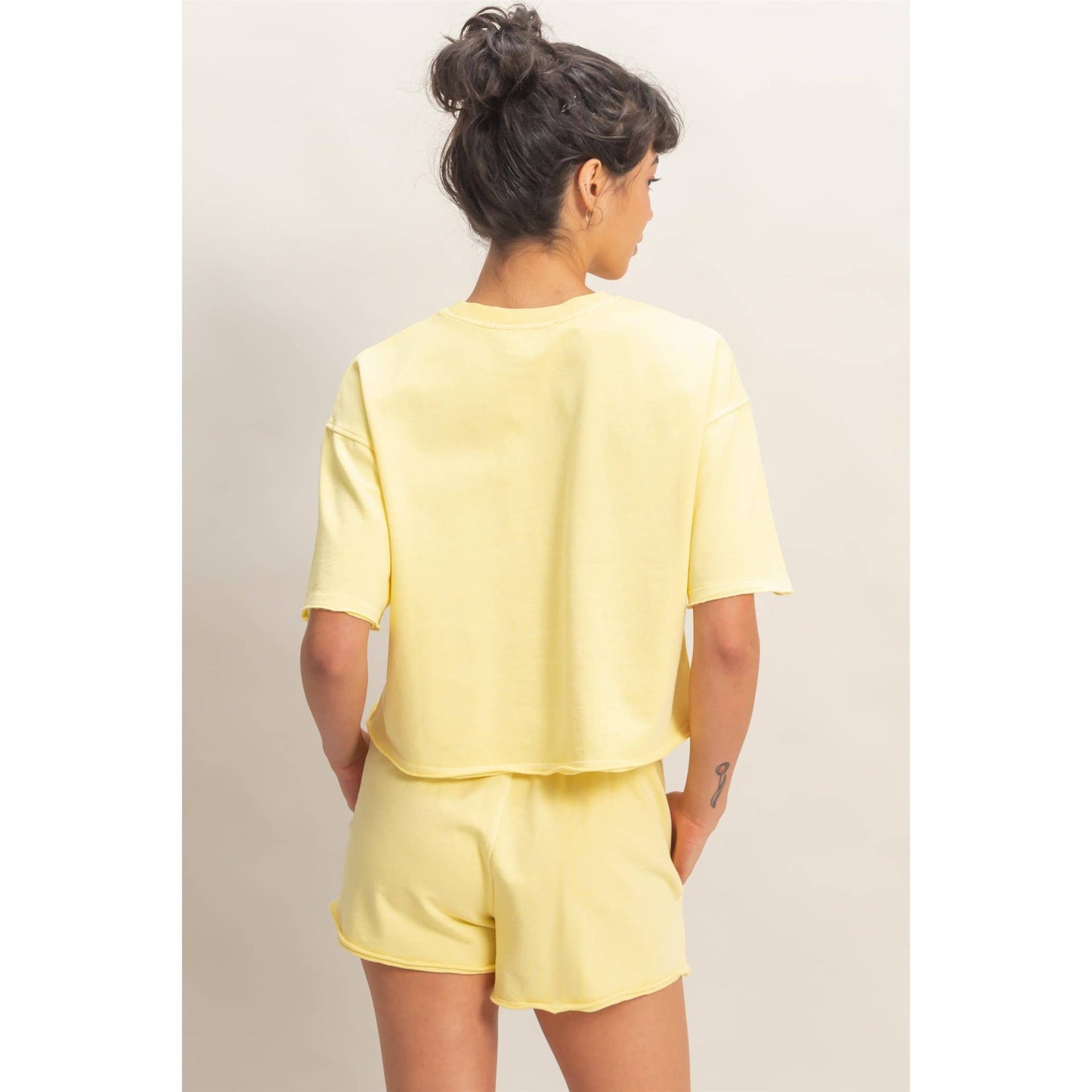 Short Sleeve Crew Neck Top And Shorts Set