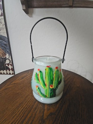 Handpainted Cactus Candle Jug