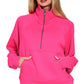 Scuba Half Zip Pullover With Kangaroo Pocket Zenana