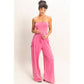 Mineral Wash Strapless Wide-Leg Jumpsuit