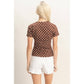 Polka Dot Short Sleeve Crew Neck Top