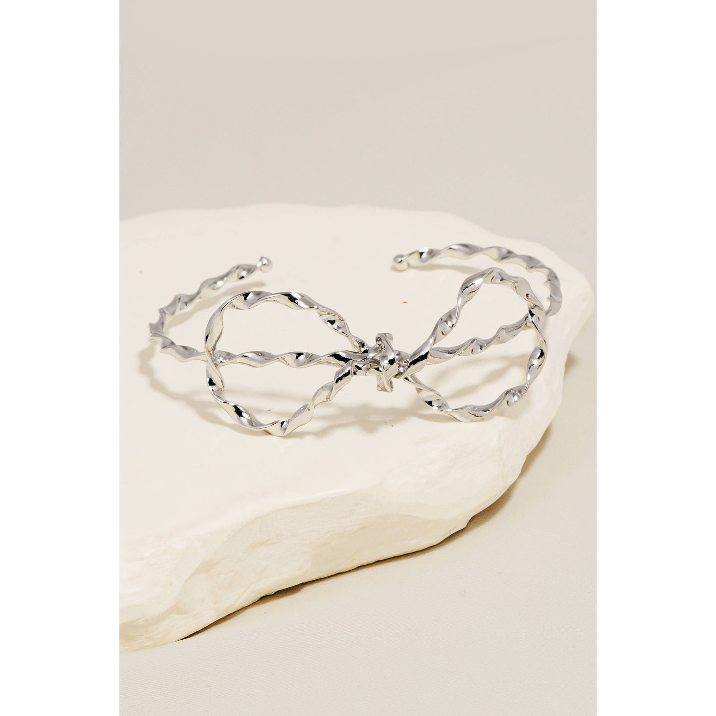 Metallic Bow Twist Cuff Bracelet
