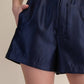 High Waist Glossy Fabric Shorts