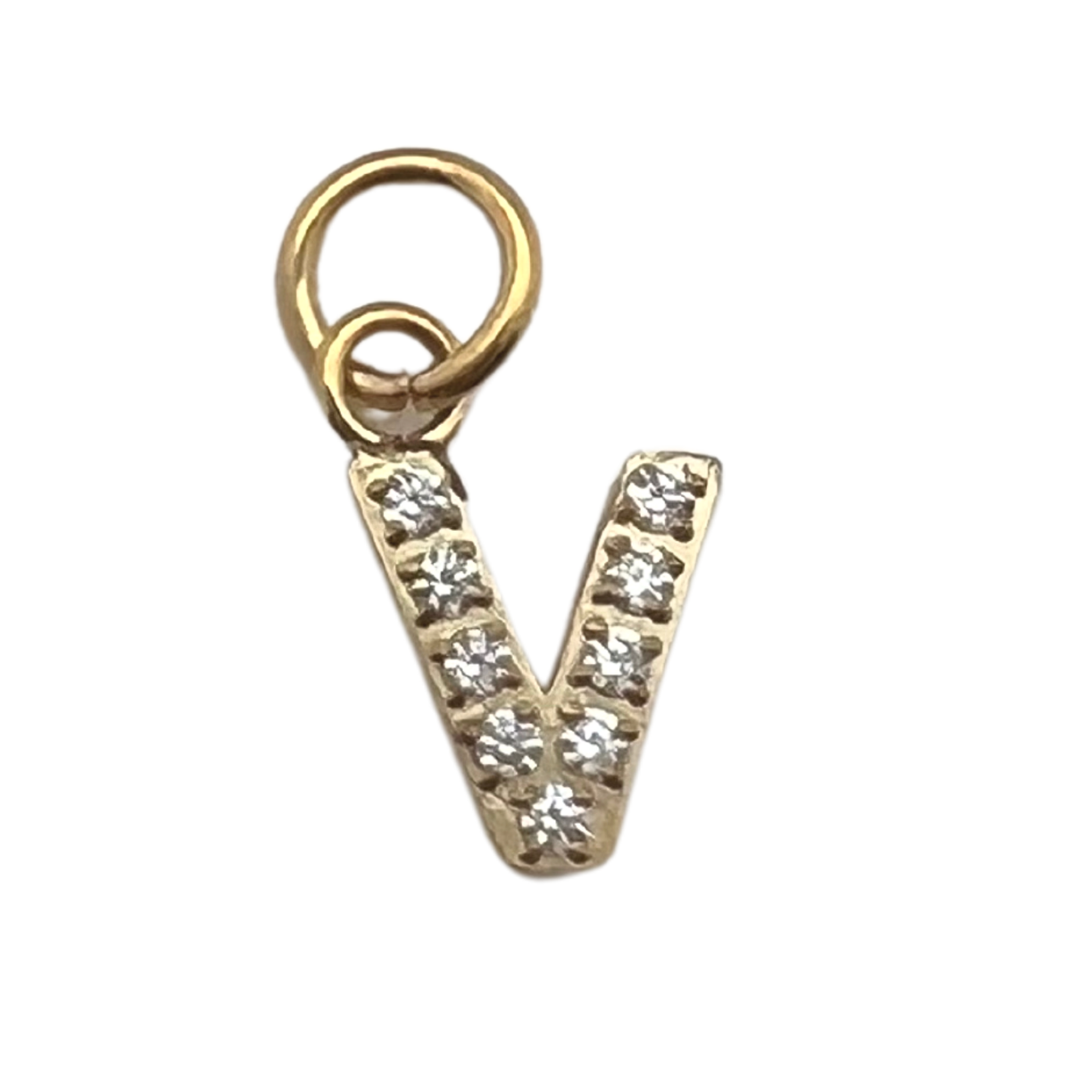 Gold Pavé Set CZ Initial Letter Charms