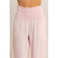 Mineral Washed Wide-Leg Smocked Waist Pants