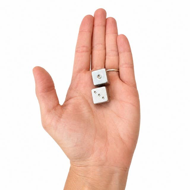 Gold and Silver Luxe Solid Metal Mahjong Dice Gift Ready
