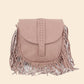 Suede Fringe Flap Boho Crossbody Bag