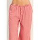 Gingham Drawstring Wide-Leg Pants