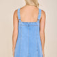 Denim Zip Front Tie Strap Romper – Light Wash