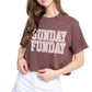 Puff' Sunday Funday Graphic S/S Faux Cropped Tee