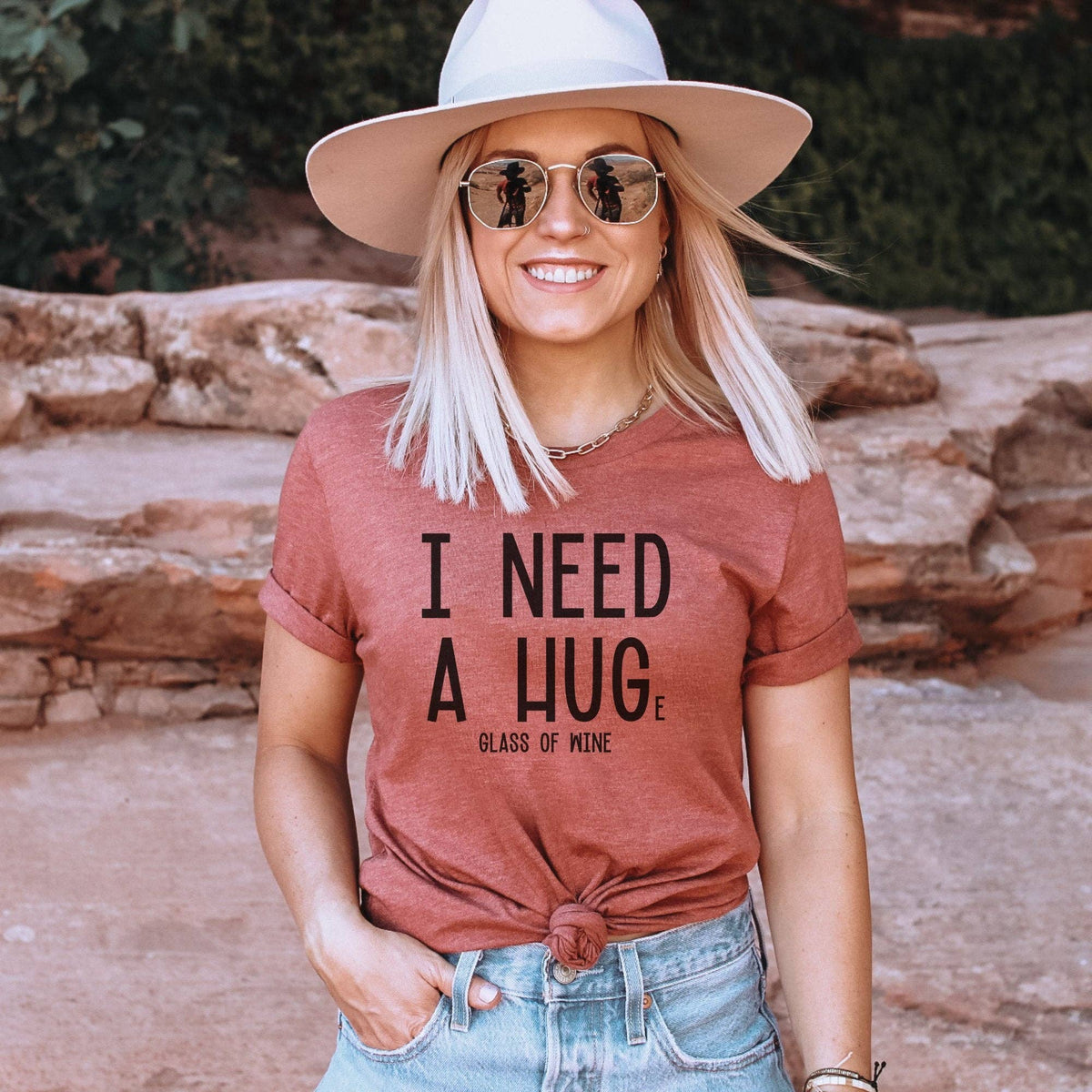 I Need A Hug-e Glass Of Wine T-Shirt