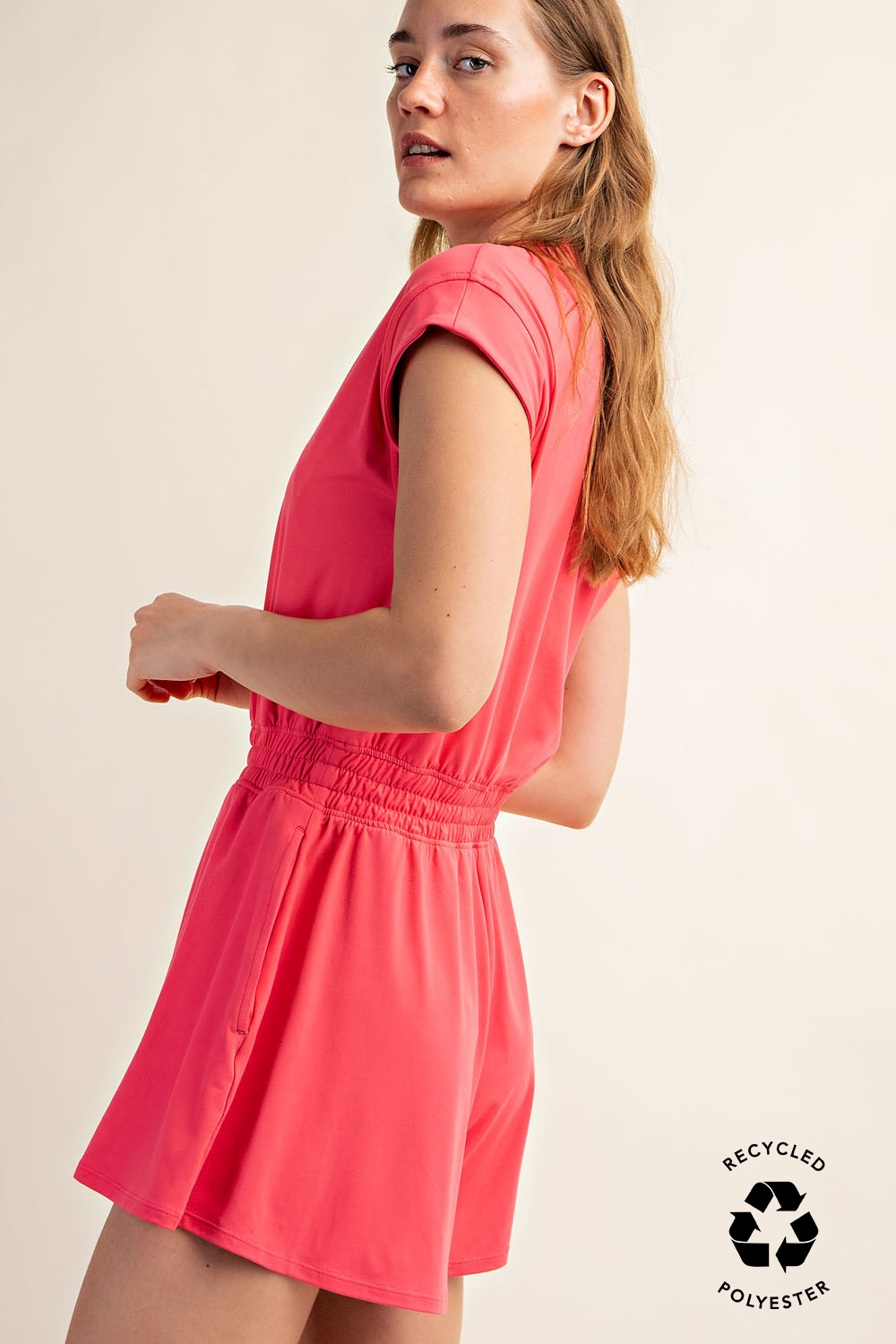 BUTTER SHORT SLEEVE QUARTER ZIP ROMPER