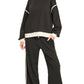 Scuba Contrast Trim Piping Detail Sweatshirts & Pants 2PC Se