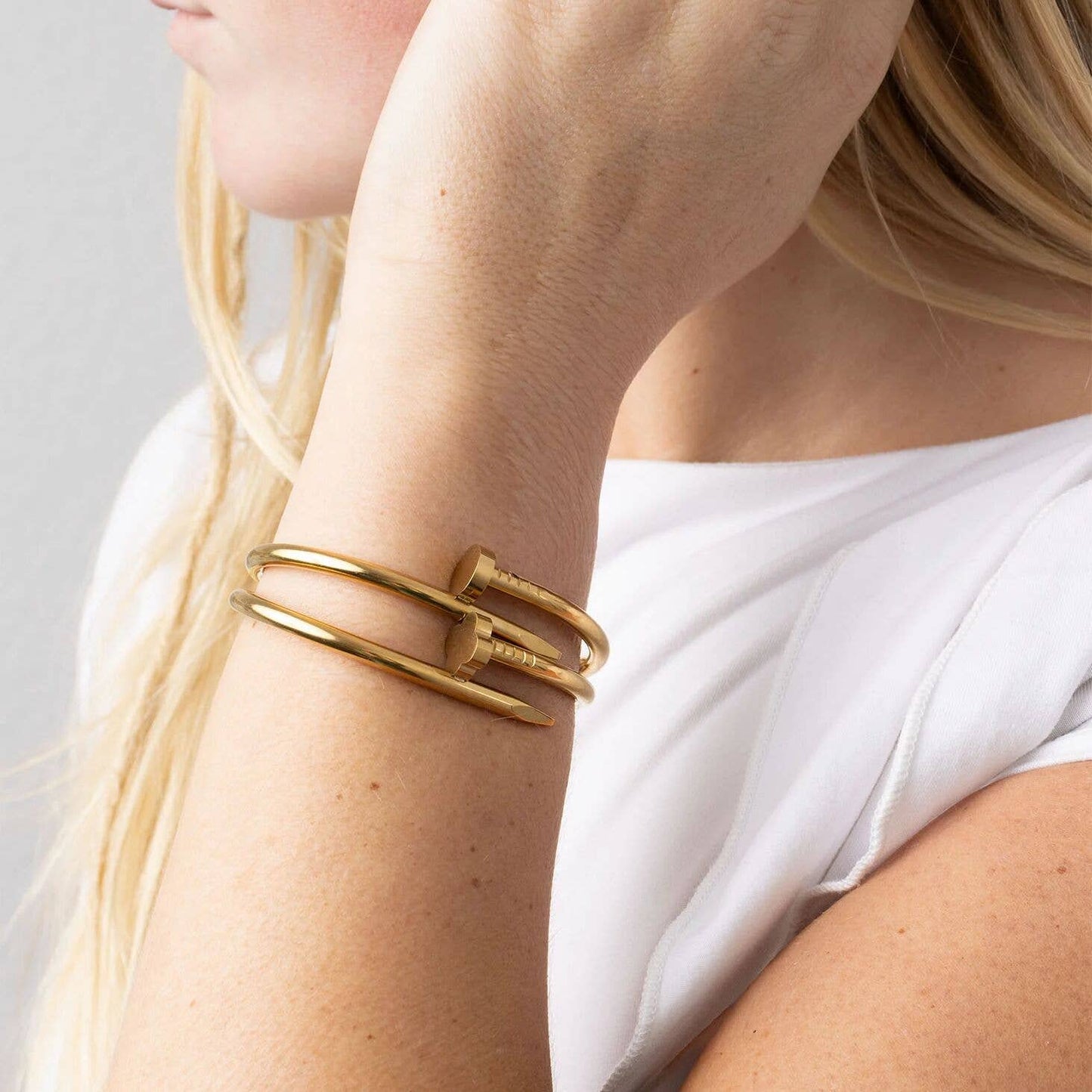 18K Gold PVD Stainless Steel Nail Bangle