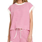 ....Stripe Contrast Trim Top & Shorts Set