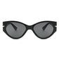Women Sleek Oval Retro Cat Eye Sunglasses