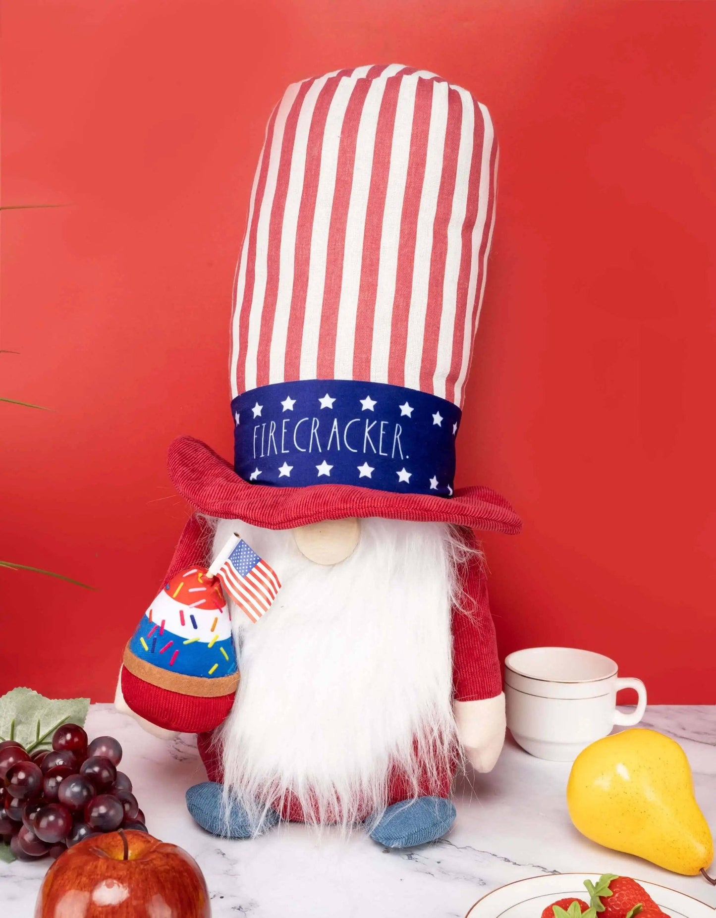 Rae Dunn “Fireworks” Decorative Plush 4th of July Gnome
