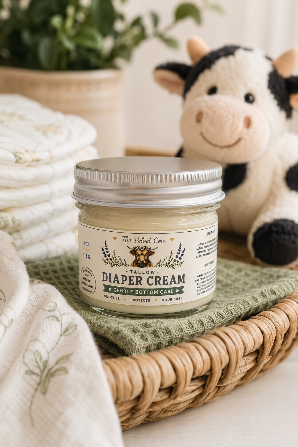 Grass-fed Tallow Diaper Cream| Natural Baby Rash Cream | Multi-purpose Skin Barrier