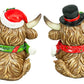 Holly Jolly Christmas Highland Cow 4" Sitter 2 Ast