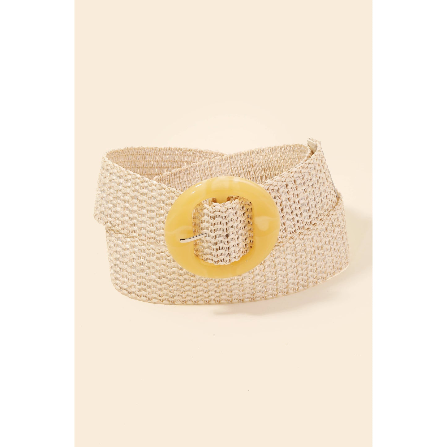 Acetate Buckle Elastic Braided Belt