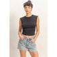 Ruched Waist Cap Sleeve Top