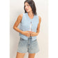 Textured Button-Front Vest With Pocket