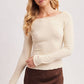 LACE TRIM SQUARE & BOAT NECK 2-WAY KNIT TOP