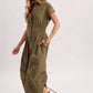 BUTTON DOWN UTILITY SHIRTING JUMPSUIT