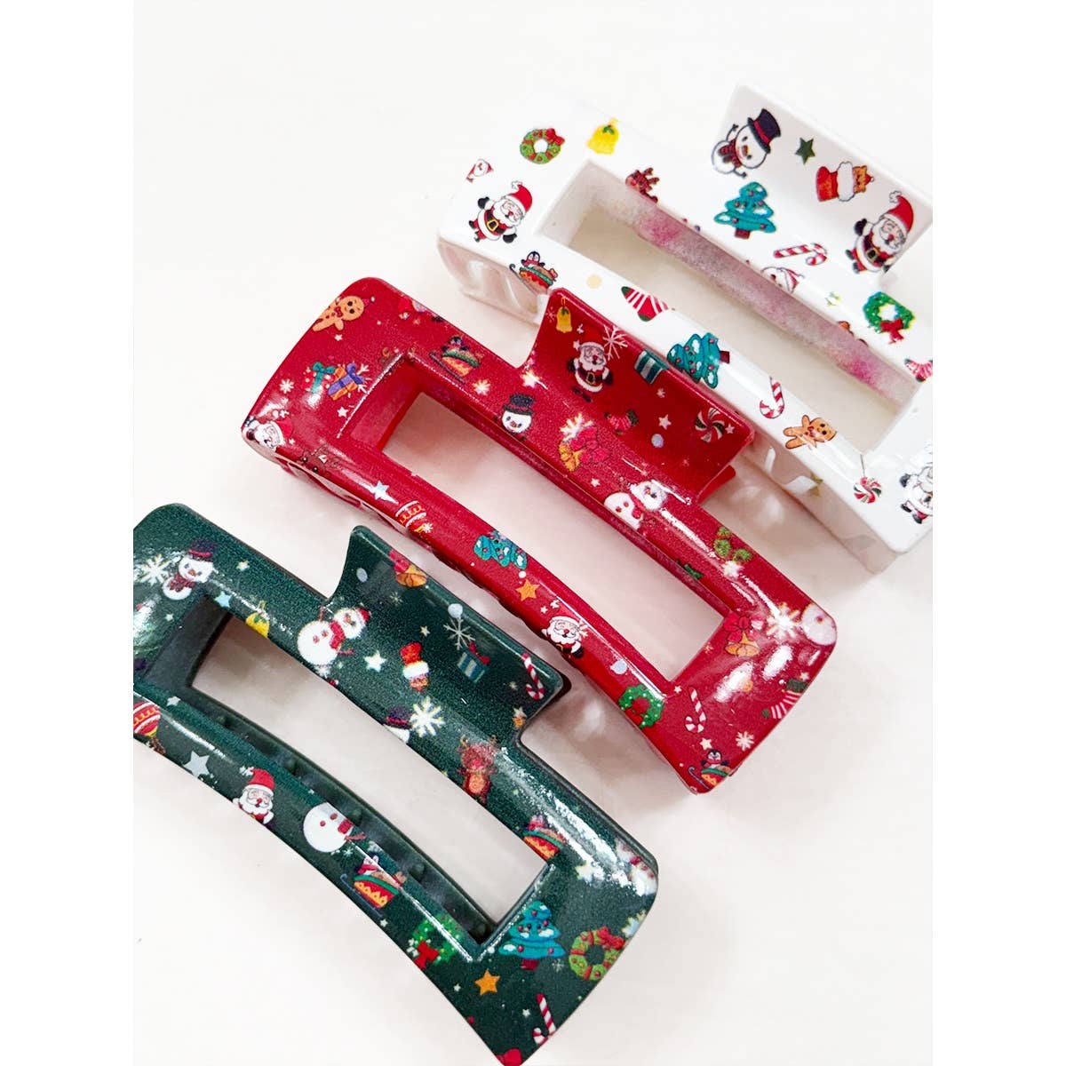 Christmas Design Cut out Rectangle Hair Claw