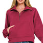 Scuba Half Zip Pullover With Kangaroo Pocket Zenana