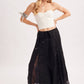 SATIN LACE TRIMMED DRAWSTRING PALAZZO PANTS