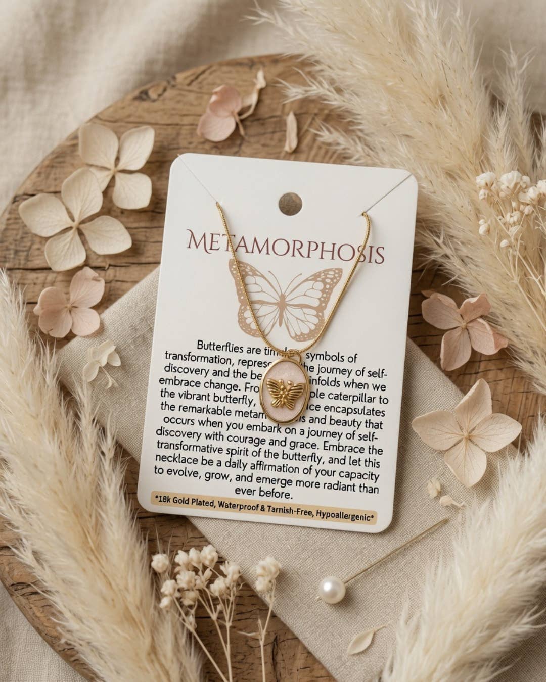 Butterfly Metamorphosis - 18K Gold Plated, Waterproof Necklace