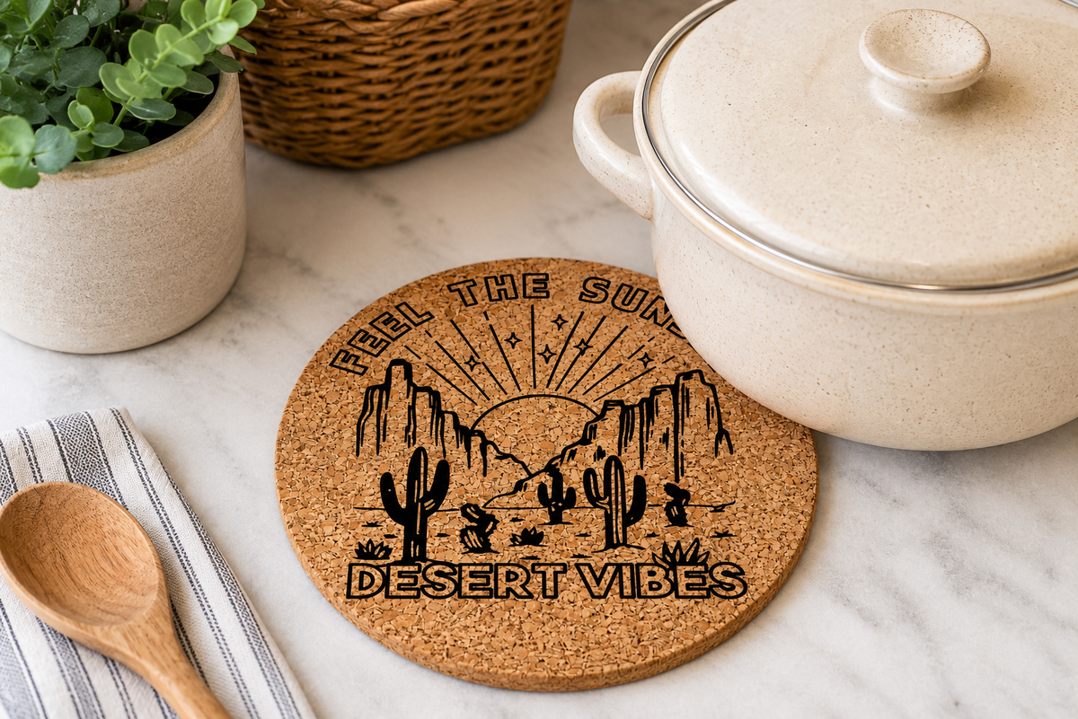 Feel the Sunset Desert Vibes Cork Trivet