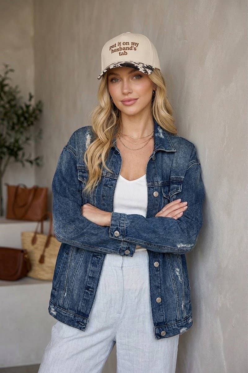 `Put It On My Husband's Tab Two Tone Canvas Cap