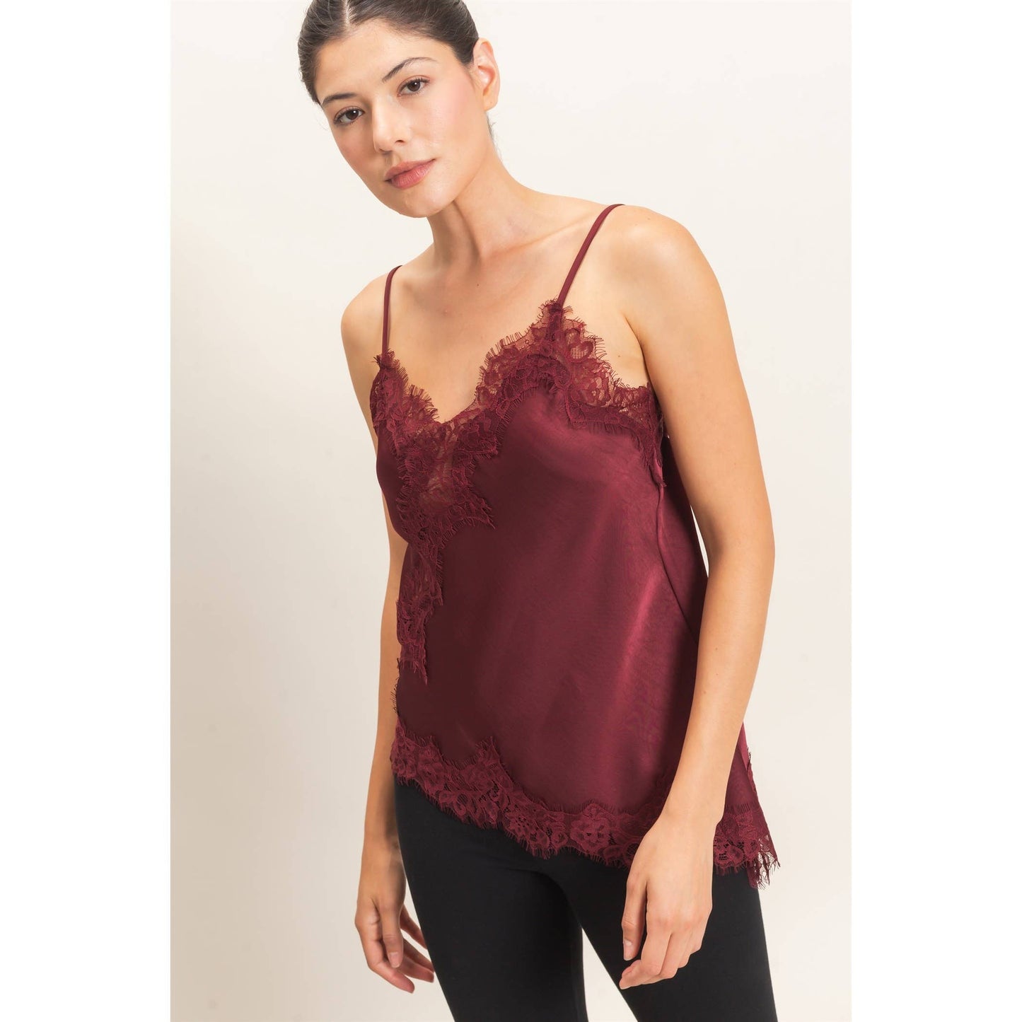 Asymmetrical Satin Lace Top