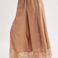 SATIN LACE TRIMMED DRAWSTRING PALAZZO PANTS